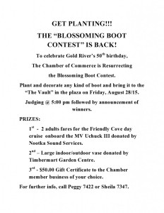 Gold River Blossoming Boot Festival Contest